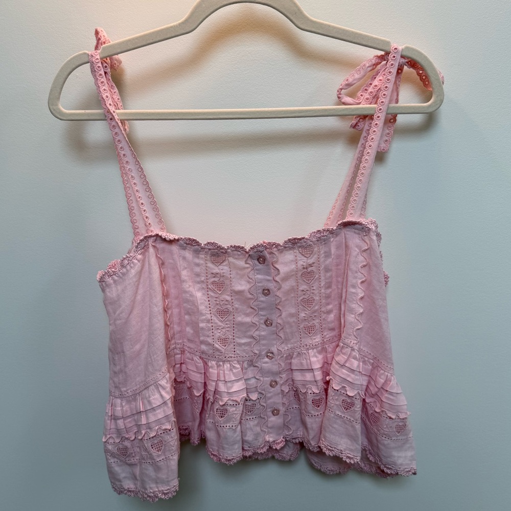 Loeffler Randall Pink Lace Crop Top